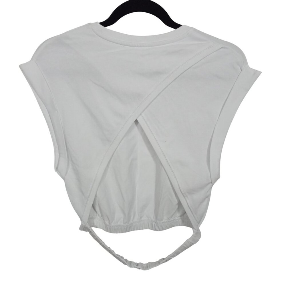 *SOLD* Zara Womens T Shirt Size M White Cropped Short Sleeve Open Back Top - Picture 2 of 6